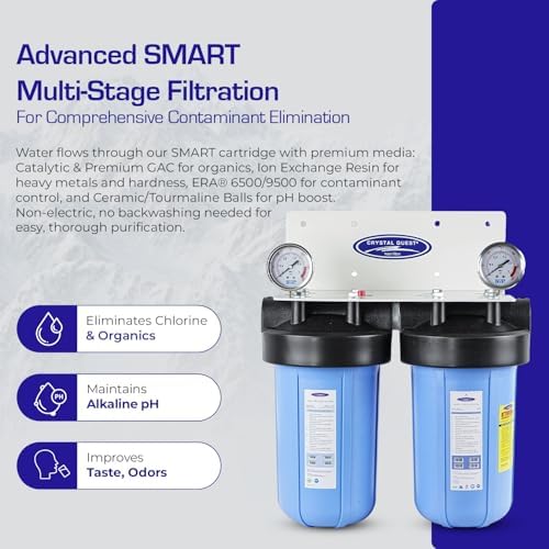 Crystal Quest Compact Whole House Water Filter, Smart Series (3-6 GPM | 1-2 People), Double, Includes 1" Connection | Crystal Quest - Image 4