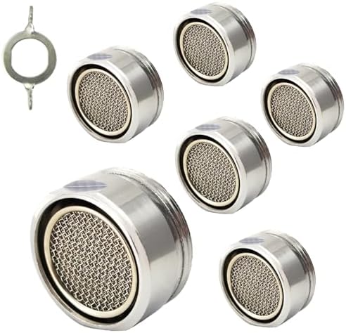 Bathroom Sink Aerator,2.2 GPM Faucet Aerator, Made of Solid Brass and Stainless Steel,15/16 Inch Male Thread Faucet Replacement with Gasket,For Kitchen and Bathroom,6PCS(Silvery) by Unknown