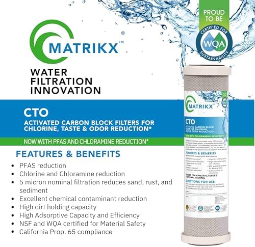 Matrikx 10 inch CTO Carbon Block Filter now with Chloramine Reduction, 2.5 inch x 10 inch, 32-250-10-MATRIKX, Gray - Image 2