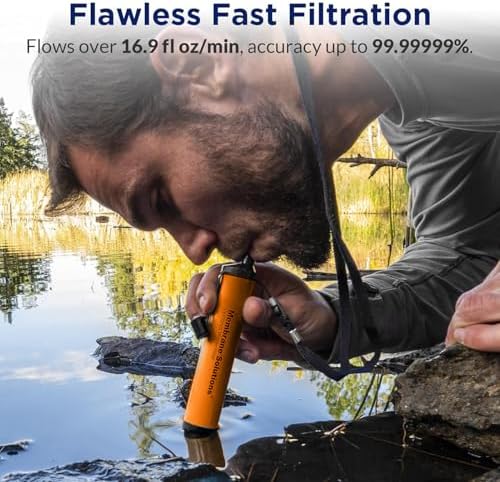 Membrane Solutions Personal Water Filter Straw S1, Filtered Water Bottle 36Oz BPA-Free Plastic Water Bottles with 6-Stage 0.1μm Filtering | Portable for Survival, Camping, Hiking, and Emergency Use - Image 7