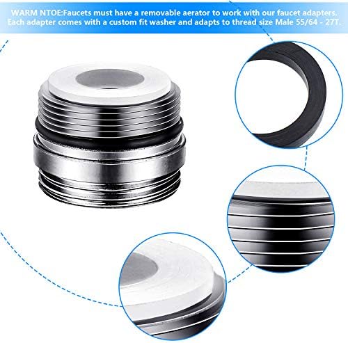 Hotop 7 Pcs Brass Faucet Adapter Kit Kitchen Male Female Faucet Adapter - Image 3
