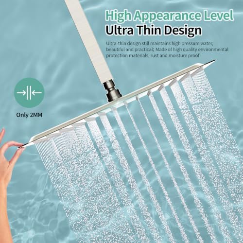 SR SUN RISE 16 Inch Extra Large Rain Shower Head Brushed Nickel 304 Stainless Steel High Pressure Rainfall Showerhead Ultra Thin Water Saving - Image 5