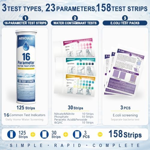 23 in 1 Water Test Kit for Drinking Water 158 Strips, Upgraded Home Water Testing Strips for Well & Tap Water, Detects Hardness, Chlorine, pH, Lead, Iron, Copper & More - Image 2