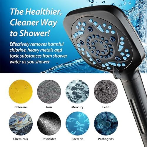 AquaCare High Pressure 10 Spray Mode Filtered Showerhead - Handheld Shower Head Filters Chlorine to Heal Dry Skin, Revive Hair - Dual Power Wash Cleans Tub, Tile, Pets - Hard Water Softener, ORB - Image 6