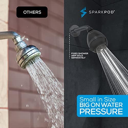 SparkPod High Pressure Shower Head, 3 Inch Fixed Showerhead, Black Matte - Image 3