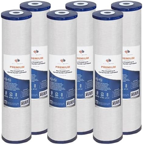 Aquaboon 5 Micron 20 x 4.5 Whole House Water Filter Replacement Cartridge Anti-Scale for 1-Stage Water Filtration System 6 Pack by Aquaboon