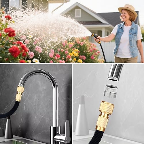 3/4" Garden Hose Adapter for Sink Faucets (22mm & 24mm) – Solid Brass Faucet to Hose Adapter with Built-in Aerator, Removal Tool & Finger Guards – Faucet Accessories - Image 2