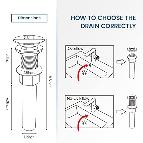 REGALMIX Pop Up Drain, Bathroom Faucet Vessel Vanity Sink Drain Stopper, Built-in Anti-Clogging Strainer, Without Overflow White,Fits Standard American Drain Hole(1-1/2" to 1-3/4") RWF082E - Image 7
