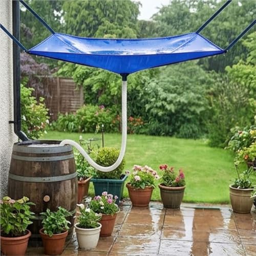 Rainwater Collection System with Hose Rain Catcher Reusable Roof Drain Fitting Tarp Water Diverter, for Lawn Outdoor Backyard Garden Balcony Camping Greenhouse (Blue) by Unknown
