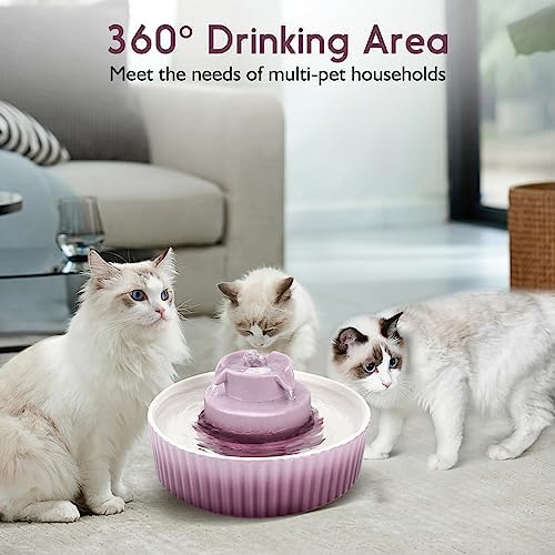 Lawfery Ceramic Cat Water Fountain, 2.1L/71oz Cupcake Pet Fountain - Image 5