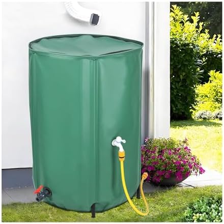Portable Rainwater Harvesting System Water Storage Tank with Filter Rain Barrel Ideal for Garden/Outdoor/Lawn Use(Green,225L) by Unknown