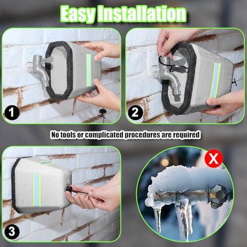 Aurelema 6 Pack Reflective Foam Faucet Covers Winter Freeze Protection for Outdoor Spigots Valves and Sprinklers Easy Install Insulation for Cold Weather Protection - Image 4