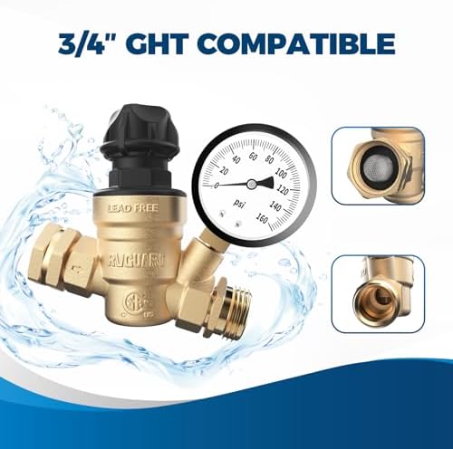RVGUARD RV Water Pressure Regulator Valve With Adjustable Knob - Image 6