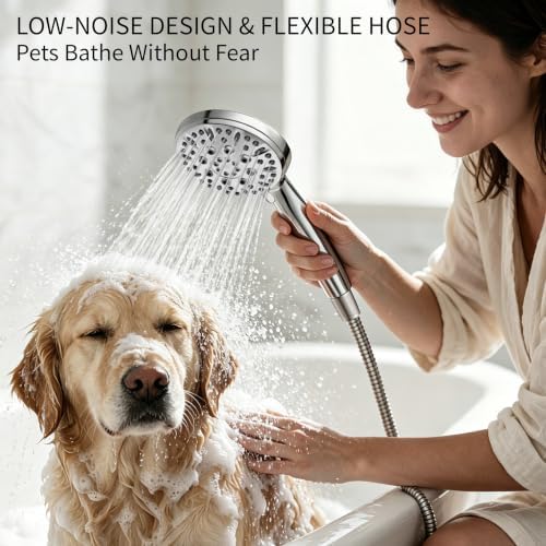 Handheld Shower Head, 6 Spray Modes High Pressure Showerhead, Chrome Finish - Image 3