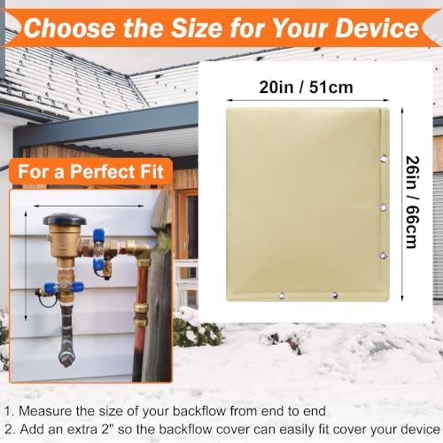 2-Way Opening Backflow Preventer Insulation Cover 5°F,Sprinkler Cover for Outside,5 Layers Waterproof 600D Sprinkler Valve Well Pump Cover for Winter Freeze Protection 20" W x 26" H, Khaki - Image 2