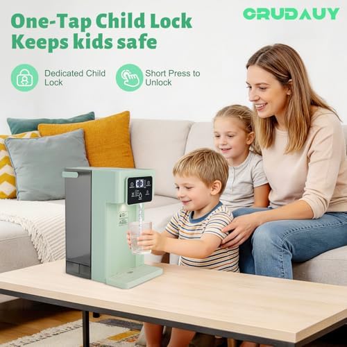 1500W Instant Hot Water Dispenser, 3L/0.79gal Instant Hot Water Dispenser Filter, Desktop Electric Water Dispenser w/Smart Touch Screen&Child Lock for Office, Bedroom, Kitchen, ALW-HT18, Green - Image 4