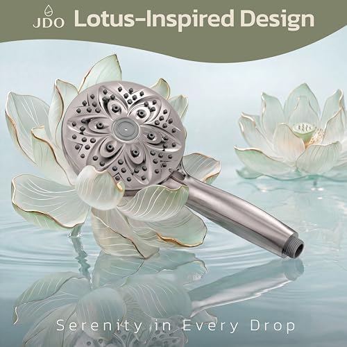JDO Handheld Shower Head, 6 Spray Settings, Brushed Nickel Finish - Image 2