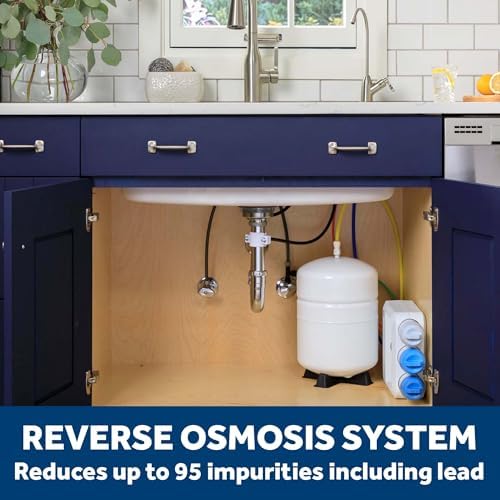 GE 3 Stage Reverse Osmosis Under Sink Water Filtration System with Faucet, Reduces Lead, Chlorine, Arsenic & More, Replace Filters (FQ18PN, FQ18MN, FQ18RT) Every 6/12 Months, GXRQ18NBN - Image 2
