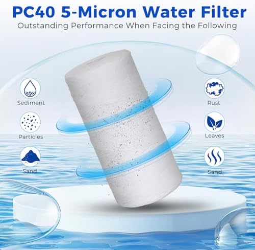 PC40 10 Inch 5-Micron Sediment Replacement Filter Cartridge 4 Packs with 8 O-Rings, High Capacity Whole House & RO System Universal Water Filtration Seamless Compatibility with Pelican Water Systems - Image 4