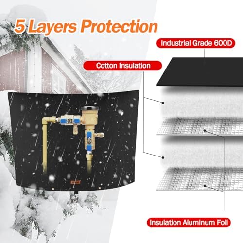 TOHONFOO Backflow Preventer Cover, Pipe Freeze Insulation, 38"Wx24"H, Black - Image 5