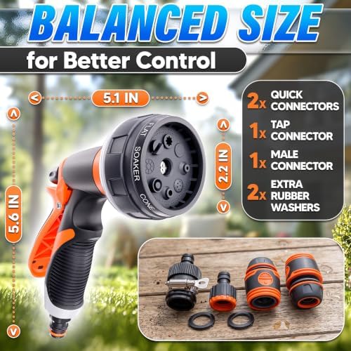 8 Pattern Garden Leak Proof Hose Nozzle Water High Pressure Sprayer - Image 2