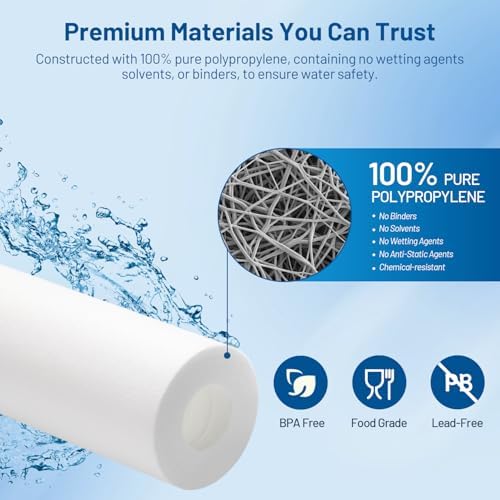 10 Micron 10" x 2.5" Whole House Sediment Water Filter Cartridge, 6 Pack - Image 3