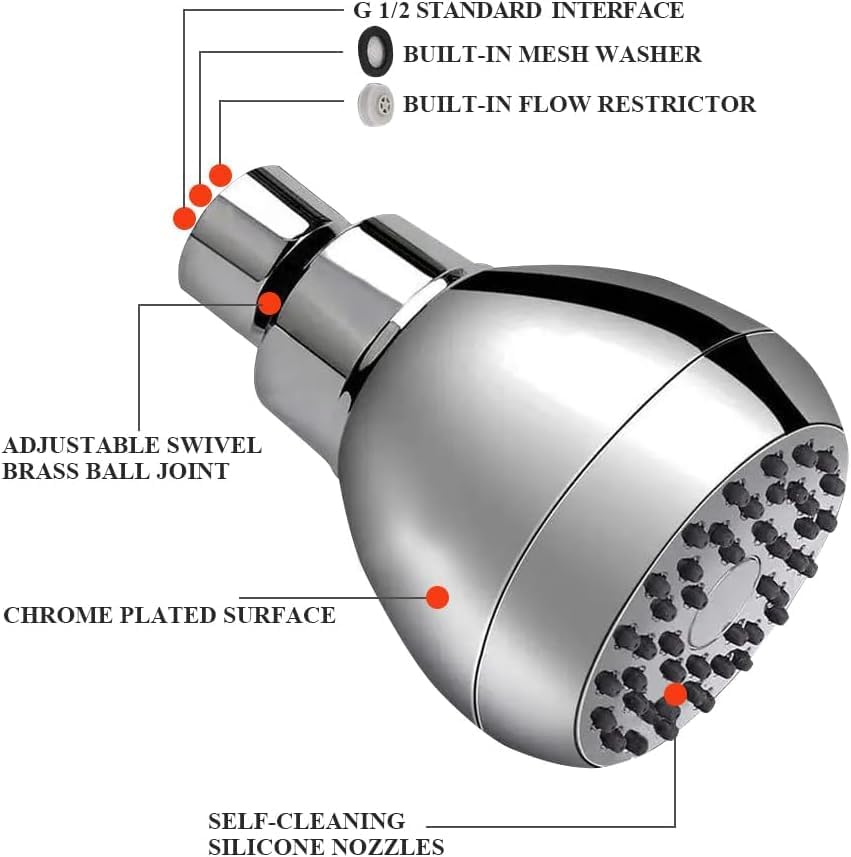 High Pressure Fixed Shower Head 3 Inch Saving Water Chrome Anti-leak Shower Head For Powerful Water Rain Easy Installation for Relaxing and Comfortable Shower Experience - Image 3