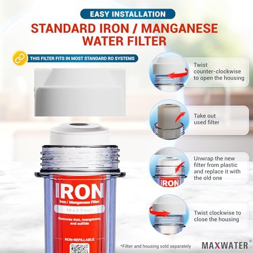 Max Water Whole House Iron Manganese Replacement Set, Heavy Duty - Standard Whole House Systems 10" x 2.5" Good for Iron, Manganese Reduction (Pack of 3) - Image 5