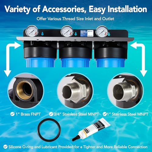 WF3-01 3-Stage Whole House Water Filtration System, Reduces Heavy Metals (Lead, Mercury, Arsenic, Cadmium, Chromium), Chlorine, Sediment, Odor, and VOC’s - Image 4