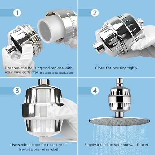 9 Pack Shower Filter Replacement Cartridge, 20 Stage for Hard Water - Image 5