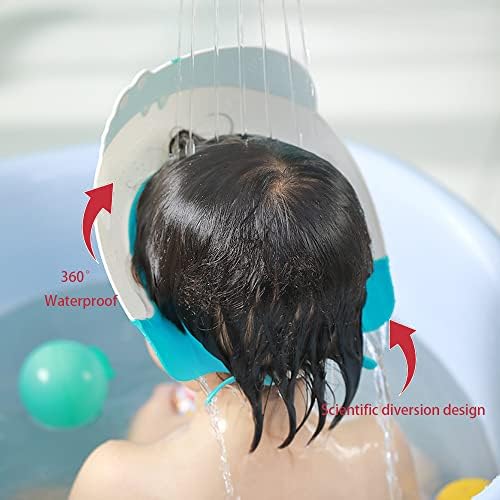 Baby Shower Cap Shield, Shower Cap for Kids, Visor Hat for Eye and Ear Protection for 0-9 Years Old Children,Cute Dinosaur/Crocodile/Hippo shape Makes the Baby Bath More Fun (Crocodile, Blue) - Image 7