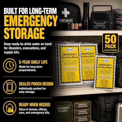 Mayday 73011 Emergency Water 4.225 oz/125 ml, 5-Year Shelf Life (100 Pack) - Image 6