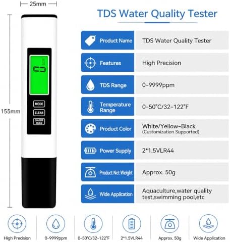 Digital TDS Meter, Water Quality Tester Pen for Water, Aquarium, Hydroponics and Pool-(White) - Image 6