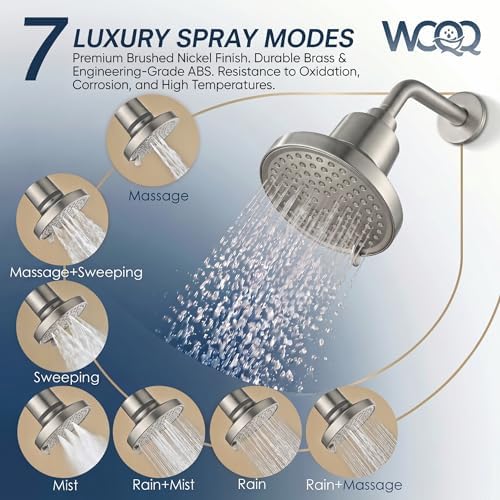 360 Degree Rotated Shower Head Brushed Nickel＆ Filter COMBO ! Anti - Chlorine Hard Water Filtered Shower Heads- 7 Sprays High Pressure Showerheads with 25 Stage Filtration for Adult and Baby - Image 3