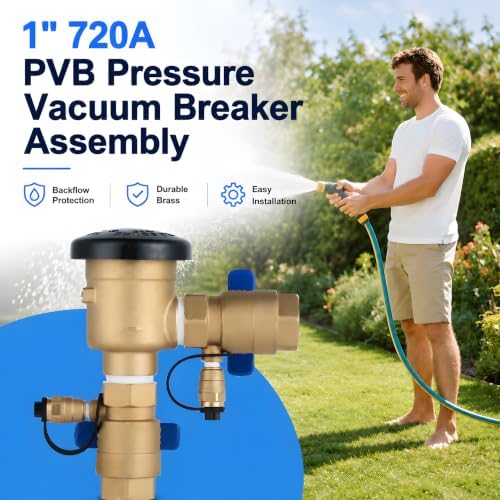 4 Pack 1 Inch Backflow Preventer, Brass Pressure Vacuum Breaker Assembly, 400 PSI Sprinkler Backflow Valve for Lawn Irrigation, Garden Water Lines and Outdoor Anti-Siphon Protection - Image 6