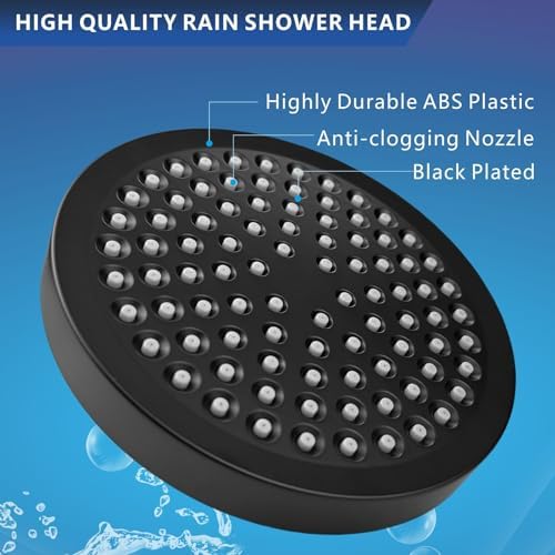 High Pressure Filtered Shower Head Set, 6’’ Rain Shower Filter for Hard Water, Universal Round Showerhead 20 Stage Filtration Removes Impurities for Rejuvenated Skin by Eolax, Matte Black - Image 4