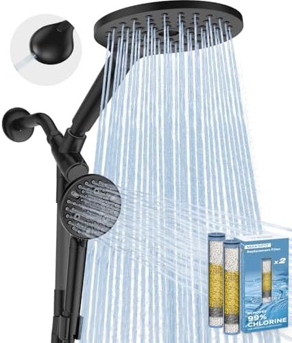 MakeFit Dual Filtered Rain Shower Head Combo, High Pressure Handheld Shower Head with Adjustable Bar - Rainfall Shower Head And Showerhead with Filter for Hard Water - Removes Chlorine by MakeFit