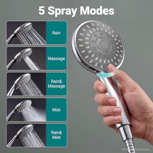 KOSNEW® High Pressure Handheld Shower Head with 5 Spray Modes - Image 3