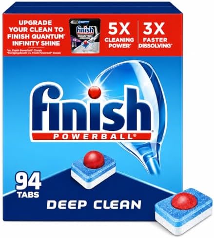 Finish Powerball Dishwasher Pods, Dishwasher Tablets Plastic Free, Fresh Scent, 94 Count by Finish