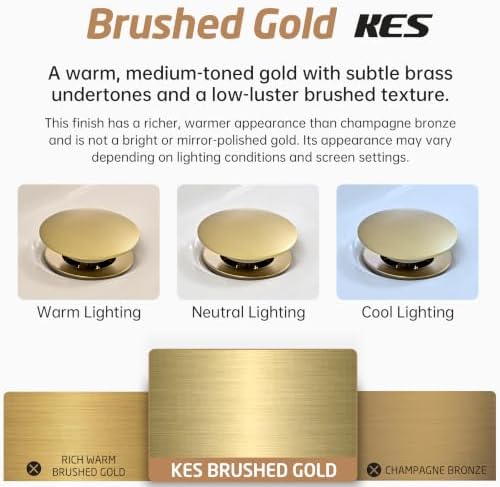 KES All Metal Bathroom Sink Drain with Strainer Basket Hair Catcher Anti Clog Pop Up Drain Stopper for Vanity Vessel Sink with Overflow, Rustproof 18/8 Stainless Steel Brushed Gold, S2013A-BZ - Image 4