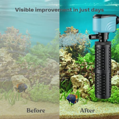 50-150 Gallon Submersible Aquarium Filter, Internel Fish Tank Filters for Large Tanks, Whisper Turtle Tank Filter for Small Pond, Saltwater & Freshwater, Sky Blue - Image 2