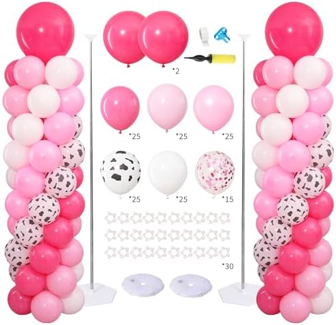 Dusty Hot Pink Cow Balloon Column Stand Kit Set of 2 for Floor by ZyloonDecoration