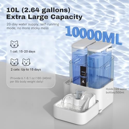 Automatic Cat Water Fountain 10L/338 oz Self Filling, Pet Drinking Fountains Dogs, Smart Bowl 5G WiFi Filtered Water Dispenser Easy Cleaning Oxygen-Rich, Wastewater Separate, No Slime, Quiet - Image 3