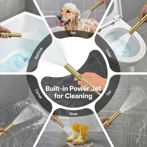 Veken All Metal 10" Luxurious Gold Rain Shower Head with Handheld,Power Jet - Image 4