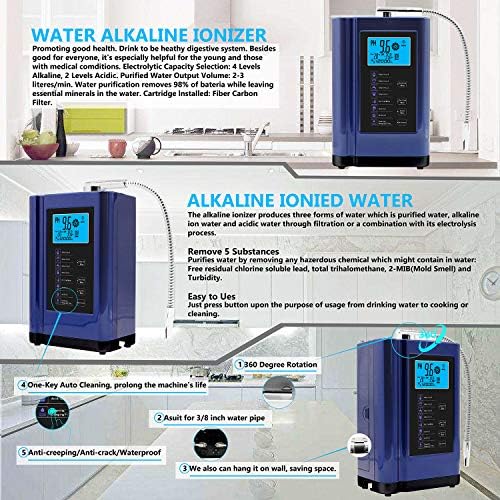 Alkaline Water Ionizer, Up to -500mV ORP, PH 3.5-10.5 Water Purifier Machine, Home Alkaline Water Filter with 7 Water Settings, 8000 Liters Per Filter,Auto-Cleaning,Intelligent Voice (Blue) - Image 5