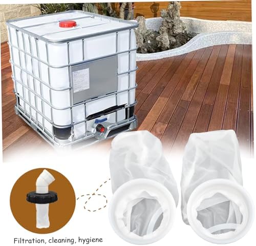 2Pcs Rain Water Filter, 8 Inch IBC Lid Filter, Nylon IBC Tote Cover, Stretchy Reusable Tote Lid for Mounting on Container Rainwater Tank - Image 5
