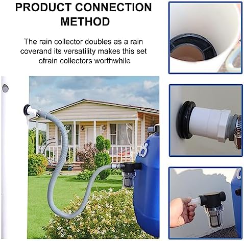 Rain Barrel Diverter and Parts Kit, Water Collection System to Convert Containers into Rain Barrels, Catch Rain Water for Outdoor Chores, Rainwater Collector Downpipe with Filter & 19.6 inch Hose - Image 2