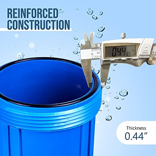 High Capacity 20 x 4.5-Inches Blue Whole House Water Filter Purifier System with Presser Relief Button, 1” Inlet/Outlet Brass Port & Yearly Supply (4) Pleated Washable Sediment Cartridges 5 Micron - Image 4