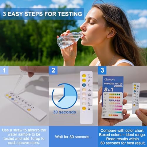 Lead Water Test Kit 2026 Upgraded 8 in 1 Home Drinking Water Testing Kits 5pcs Independent Bag, House Tap and Well Water Hardness Tester, Lead Test Strips for Alkalinity, pH, Copper, Nitrite&Chlorine - Image 3