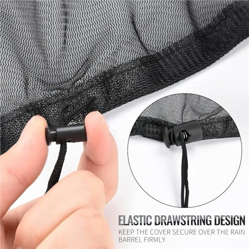 Mesh Cover for Rain Barrels 6Pcs Mesh Cover for Rain Barrel with Drawstring Water Collection Buckets Cover Rain Collection Barrels Netting Screen 39Inch - Image 5